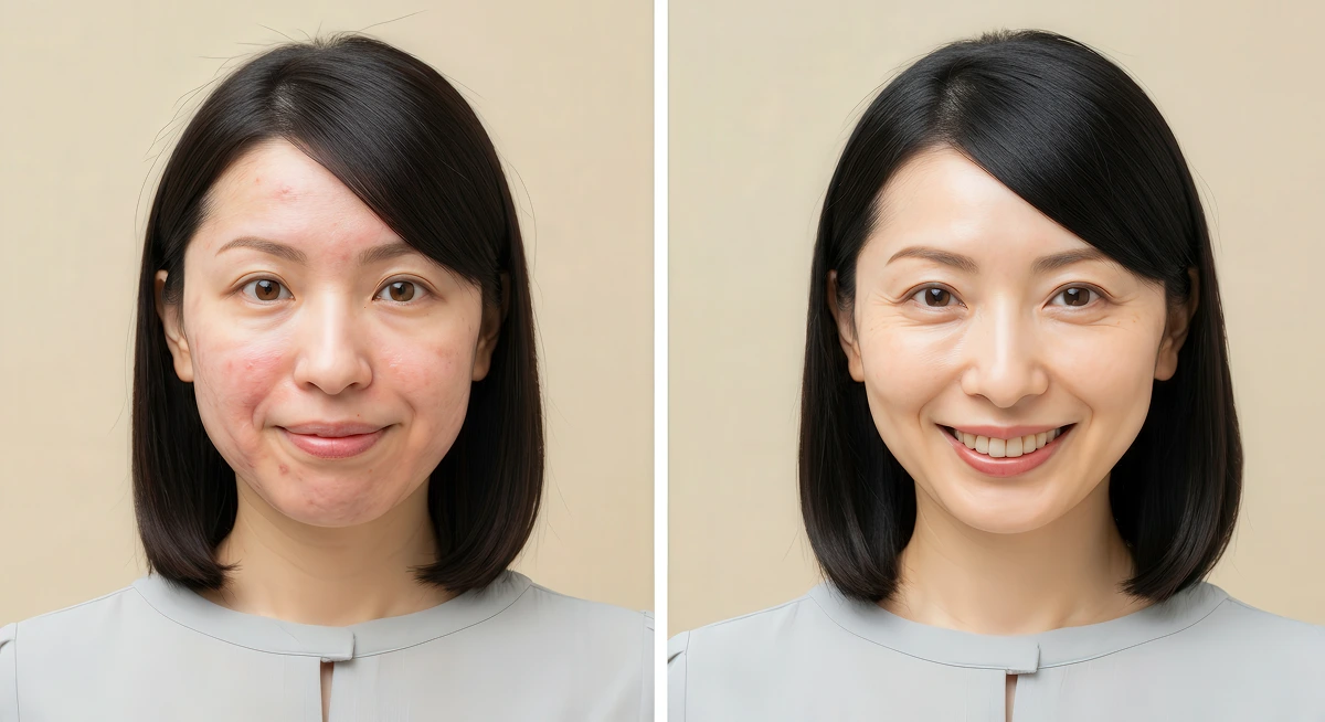 asian female skincare transformation before after beauty enhancement 1