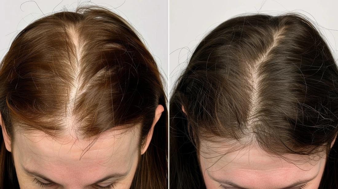 PRP & PRF Hair loss treatments 2 portrait 25yearold womans before after hair growth treatment results high angle dark hai 1