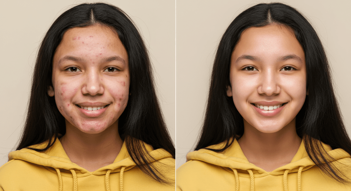 Acne and acne scars treatment with PRP/PRF 7 teenage transformation journey skincare with before after results 1